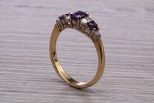 Load image into Gallery viewer, Amethyst and Diamond set Yellow Gold Ring
