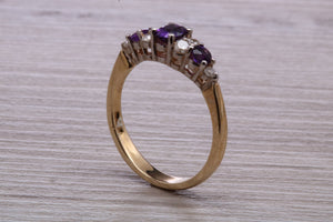 Amethyst and Diamond set Yellow Gold Ring
