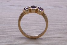 Load image into Gallery viewer, Natural Amethyst Trilogy set Yellow Gold Ring