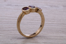 Load image into Gallery viewer, Natural Amethyst Trilogy set Yellow Gold Ring
