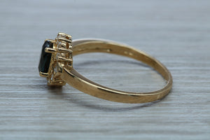 Blue Sapphire and Diamond Ring