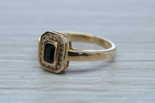 Load image into Gallery viewer, Halo set Royal Blue Sapphire and Diamond Ring