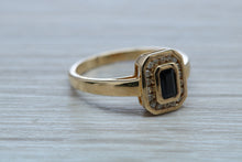 Load image into Gallery viewer, Halo set Royal Blue Sapphire and Diamond Ring