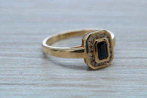 Halo set Royal Blue Sapphire and Diamond Ring