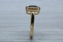 Load image into Gallery viewer, Halo set Royal Blue Sapphire and Diamond Ring