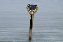 Load image into Gallery viewer, Oval cut Blue Sapphire and Diamond Ring