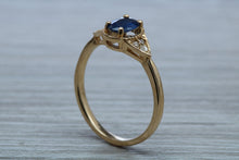 Load image into Gallery viewer, Oval cut Blue Sapphire and Diamond Ring