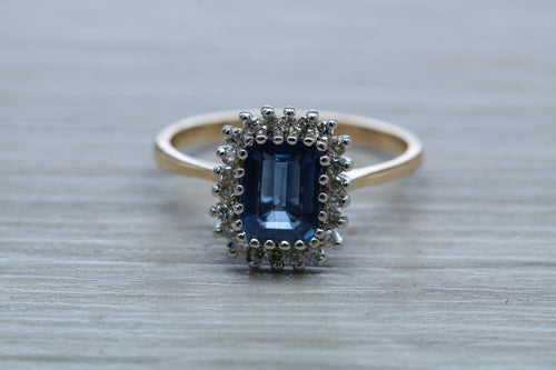Halo set 1.50 carat Royal Blue Sapphire and Diamond Ring