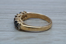 Load image into Gallery viewer, Blue Sapphire and Diamond Eternity Ring