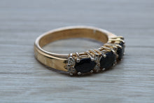 Load image into Gallery viewer, Blue Sapphire and Diamond Eternity Ring