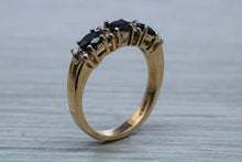Load image into Gallery viewer, Blue Sapphire and Diamond Eternity Ring