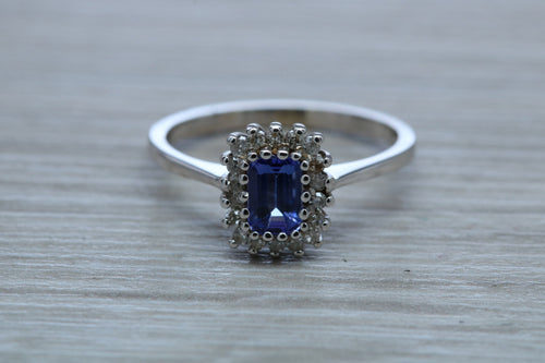 One carat AAA Grade Tanzanite and Diamond Halo Ring