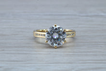 Load image into Gallery viewer, Three carat Moissanite Diamond with Natural Diamonds set 18ct Gold Ring