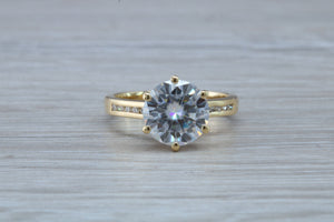 Three carat Moissanite Diamond with Natural Diamonds set 18ct Gold Ring
