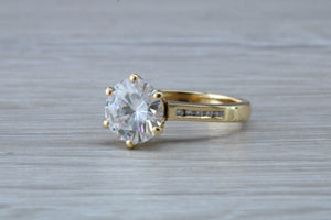 Three carat Moissanite Diamond with Natural Diamonds set 18ct Gold Ring