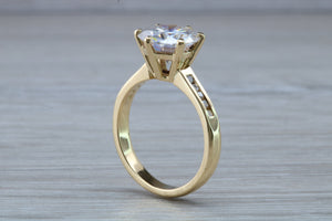 Three carat Moissanite Diamond with Natural Diamonds set 18ct Gold Ring
