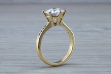 Load image into Gallery viewer, Three carat Moissanite Diamond with Natural Diamonds set 18ct Gold Ring