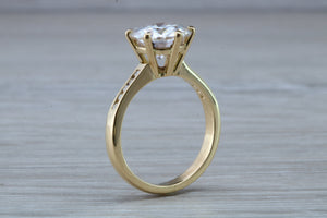 Three carat Moissanite Diamond with Natural Diamonds set 18ct Gold Ring