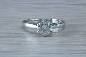 1.25ct Platinum Diamond Solitaire. Forever One grade Moissanite Diamond