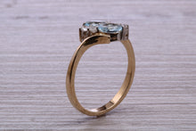 Load image into Gallery viewer, Sky Blue Topaz and Diamond set Yellow Gold Ring