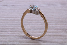 Load image into Gallery viewer, Sky Blue Topaz and Diamond set Yellow Gold Ring