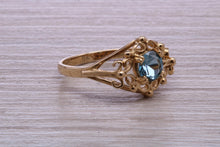 Load image into Gallery viewer, Swiss Blue Topaz set Yellow Gold Ring