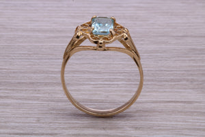 Swiss Blue Topaz set Yellow Gold Ring