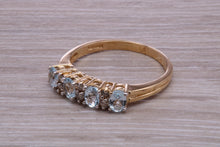 Load image into Gallery viewer, Sky Blue Topaz and Diamond set Yellow Gold Ring