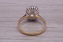 Load image into Gallery viewer, One carat Blue Topaz and Diamond set Yellow Gold Cluster Ring