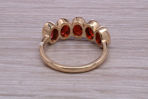 1.50 carat Five stone Garnet Gemstone set Gold Ring
