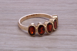 1.50 carat Five stone Garnet Gemstone set Gold Ring