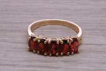 Load image into Gallery viewer, 1.50 carats Five Stone Garnet Gemstone set Yellow Gold Ring