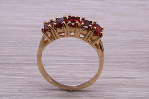 1.50 carats Five Stone Garnet Gemstone set Yellow Gold Ring