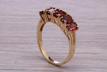 Load image into Gallery viewer, 1.50 carats Five Stone Garnet Gemstone set Yellow Gold Ring