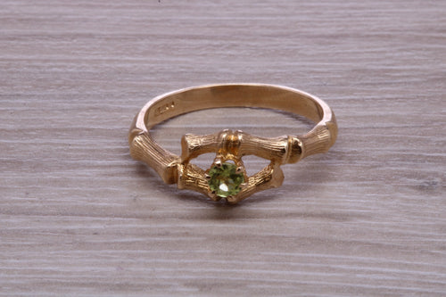 Tree Twig Designed Peridot set Yellow Gold Ring