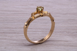 Tree Twig Designed Peridot set Yellow Gold Ring