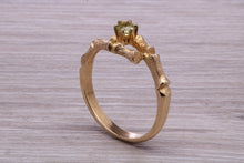 Load image into Gallery viewer, Tree Twig Designed Peridot set Yellow Gold Ring
