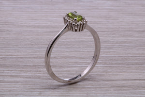 Peridot and Diamond Gemstone set Cluster Ring