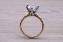 Load image into Gallery viewer, Very Large 3 carat Moissanite Diamond set Two Tone Gold Solitaire