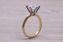 Load image into Gallery viewer, Very Large 3 carat Moissanite Diamond set Two Tone Gold Solitaire