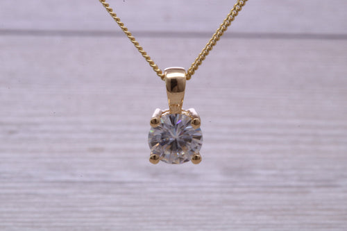 One carat Round cut Moissanite Diamond Solitaire Necklace