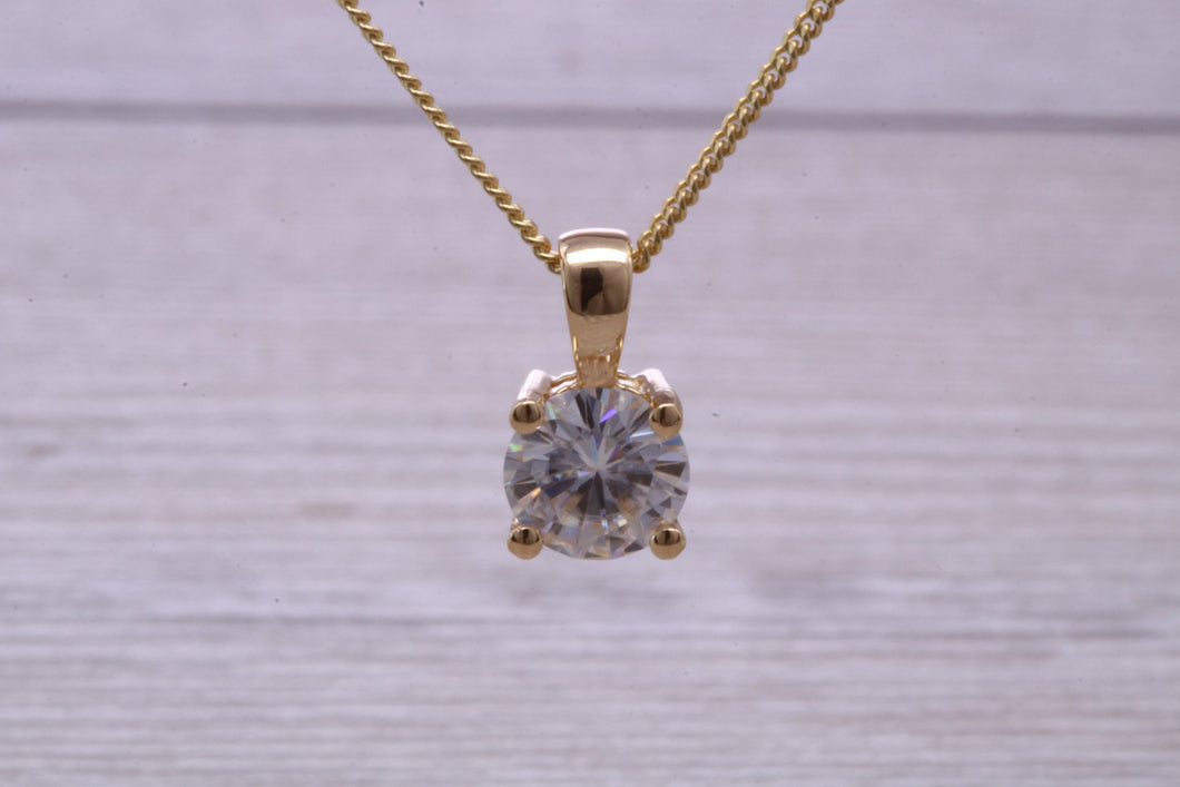 One carat Round cut Moissanite Diamond Solitaire Necklace
