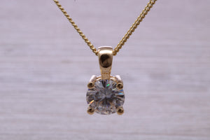 One carat Round cut Moissanite Diamond Solitaire Necklace