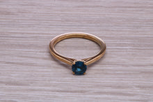 Load image into Gallery viewer, Dainty London Blue Topaz set Yellow Gold Ring