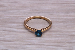 Dainty London Blue Topaz set Yellow Gold Ring