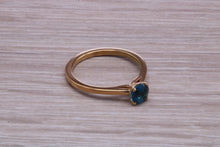 Load image into Gallery viewer, Dainty London Blue Topaz set Yellow Gold Ring