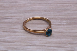 Dainty London Blue Topaz set Yellow Gold Ring
