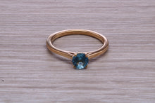 Load image into Gallery viewer, Dainty Sky Blue Topaz set Yellow Gold Ring