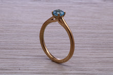 Load image into Gallery viewer, Dainty Sky Blue Topaz set Yellow Gold Ring