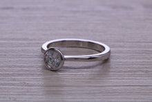Load image into Gallery viewer, Dainty Rub over set Moissanite Diamond Platinum Solitaire